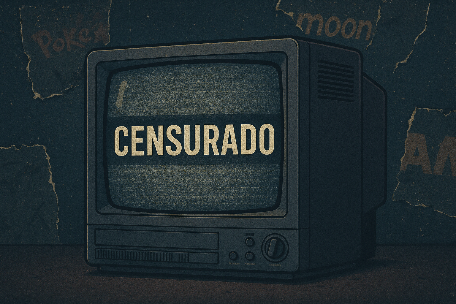 A imagem ilustra o post: Episódios Banidos dos Animes que Você Nunca Assistiu. Para ilustrar esses episódios a imagem utilizada é uma tv de tubo com a imagem fora de sintonia com uma tarja na frente escrito "censurado".