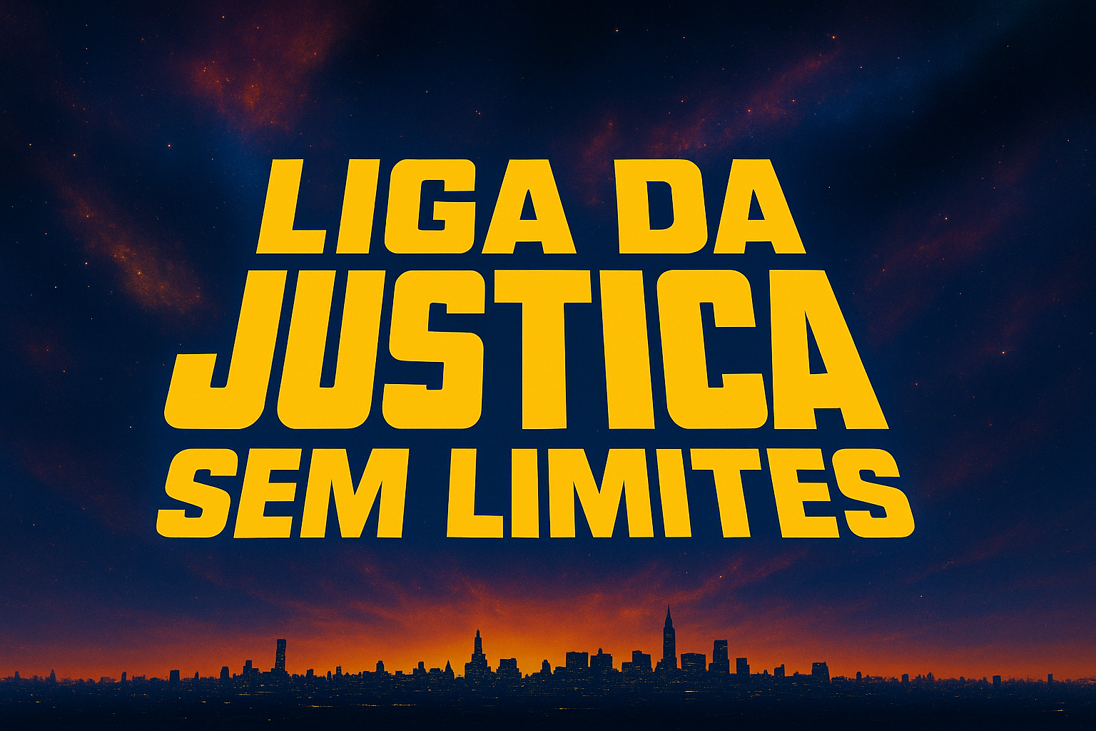a imagem ilustra sobre os herois desconhecidos da liga da justiça sem limites. a imagem possui apenas a frase: liga da justiça sem limites.