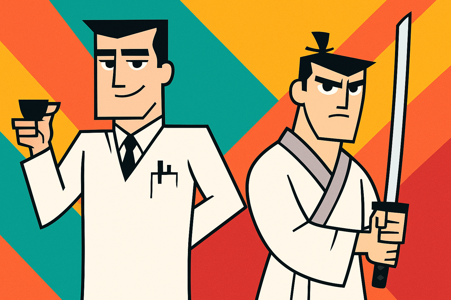 Professor utonio ao lado do samurai jack
